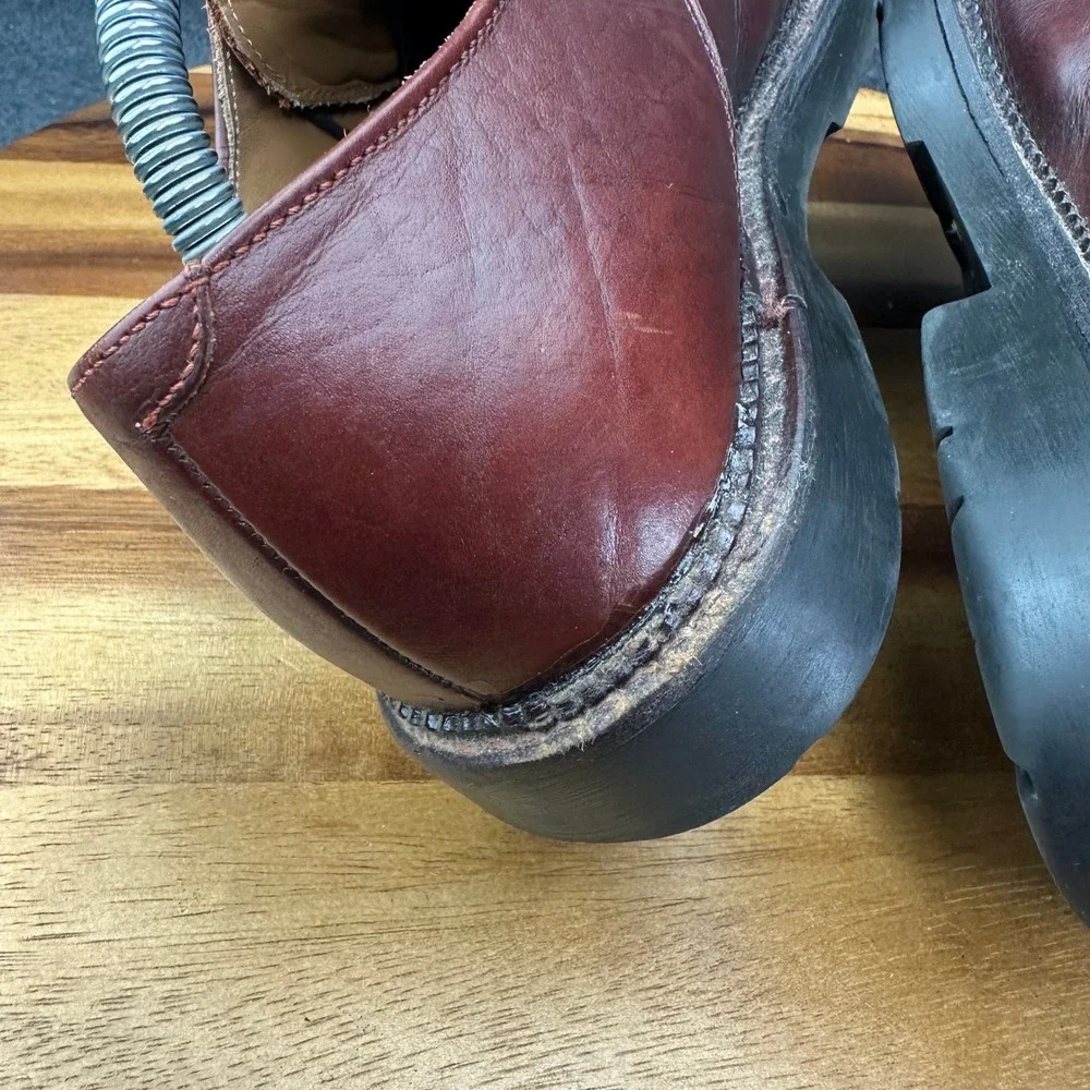 H.S. Trask & Co Mens 1101 Burgundy Bison Leather Derby Shoes Size 9 M USA Made